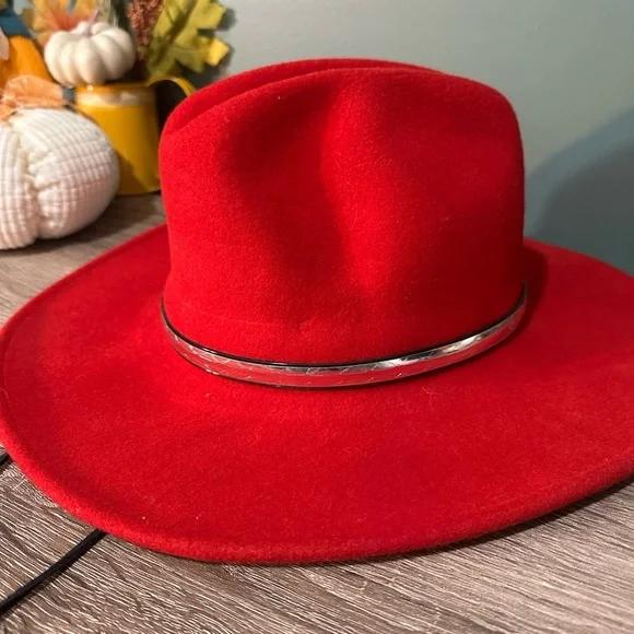 Eddy Bros. Red Wide-Brim Cowboy Hat with Black Band Made in USA - Picture 3 of 5
